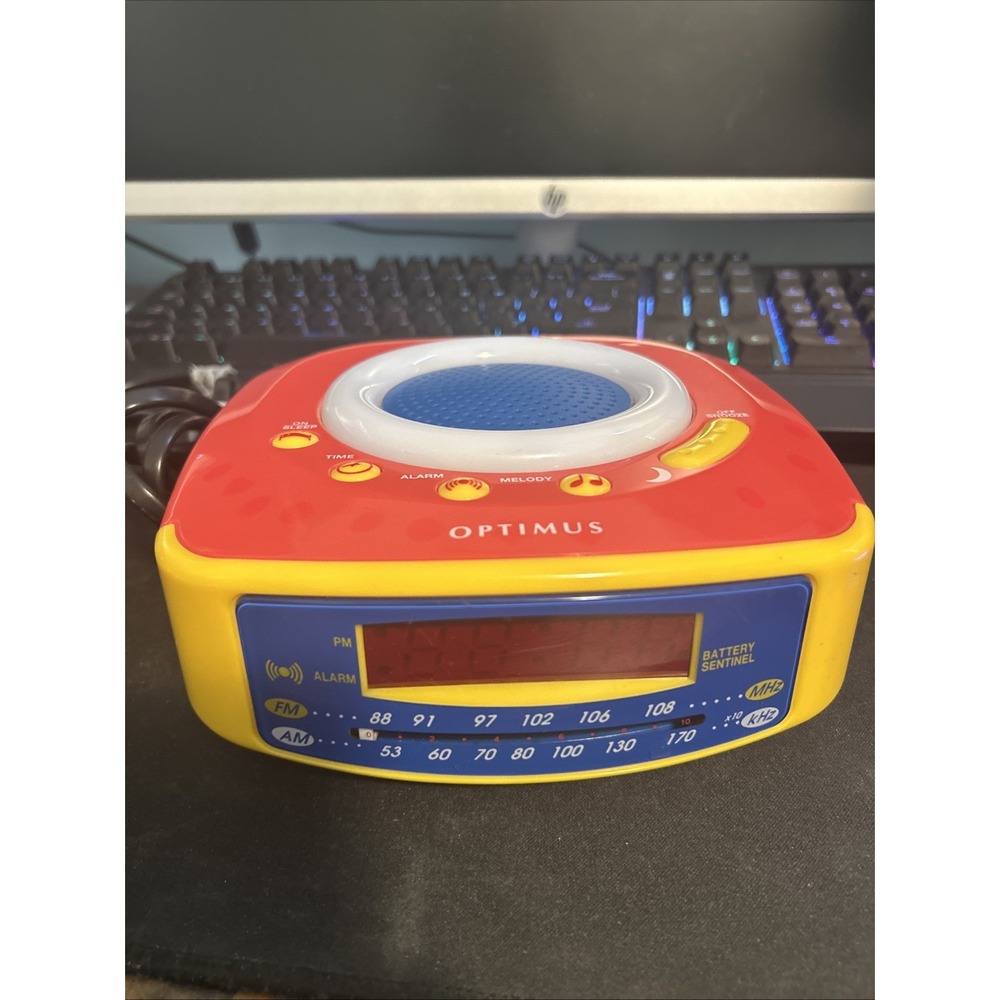 Vintage 1990s Optimus CR-316 AM/FM Radio Kids Alarm Clock Music Tested Working